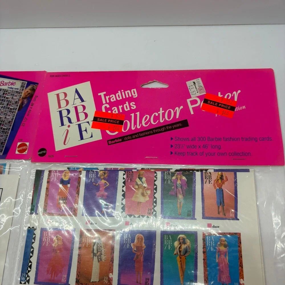 Vintage 90s Mattel Barbie Calendar Sticker Album Poster Lot Pink